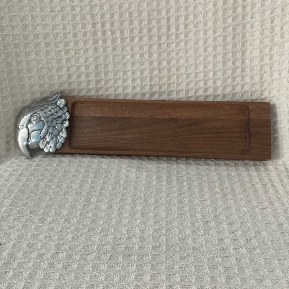 Arthur Court Designs Parrot Handle Wooden Serving Tray 1983